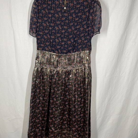 Coach Daisy print gold metallic silk dress new size 6 - Picture 6 of 6